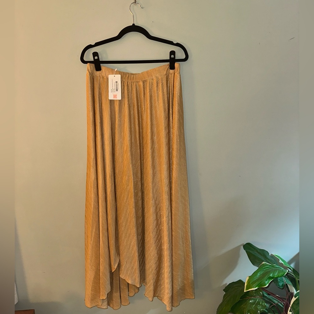 Rebdolls Yellow Maxi Skirt Asymmetrical Pleated
